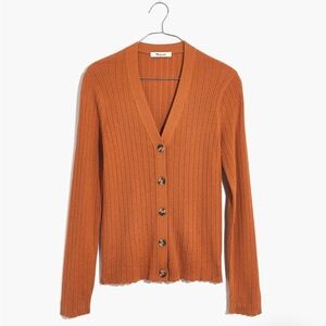 Madewell Orange Ribbed Cardigan